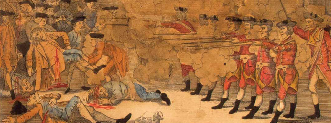 Paul Revere, Bloody Massacre Perpetuated in King Street, Boston on March 5, 1770, 1770, Engraving; Gift of Minnie Rhea Wood, 1979.