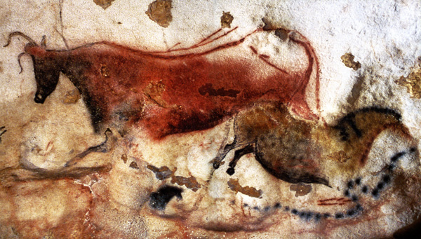 Photograph of cave painting by N. Aujoulat, titled “Red Cow & First Chinese Horse,” 2003; Bradshaw Foundation.